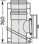 Vaillant Revisionselement für Abgassystem, Ansicht von der Seite, mit Anschlüssen und einer Höhe von 760 mm. Technische Darstellung ohne zusätzliche Maße.